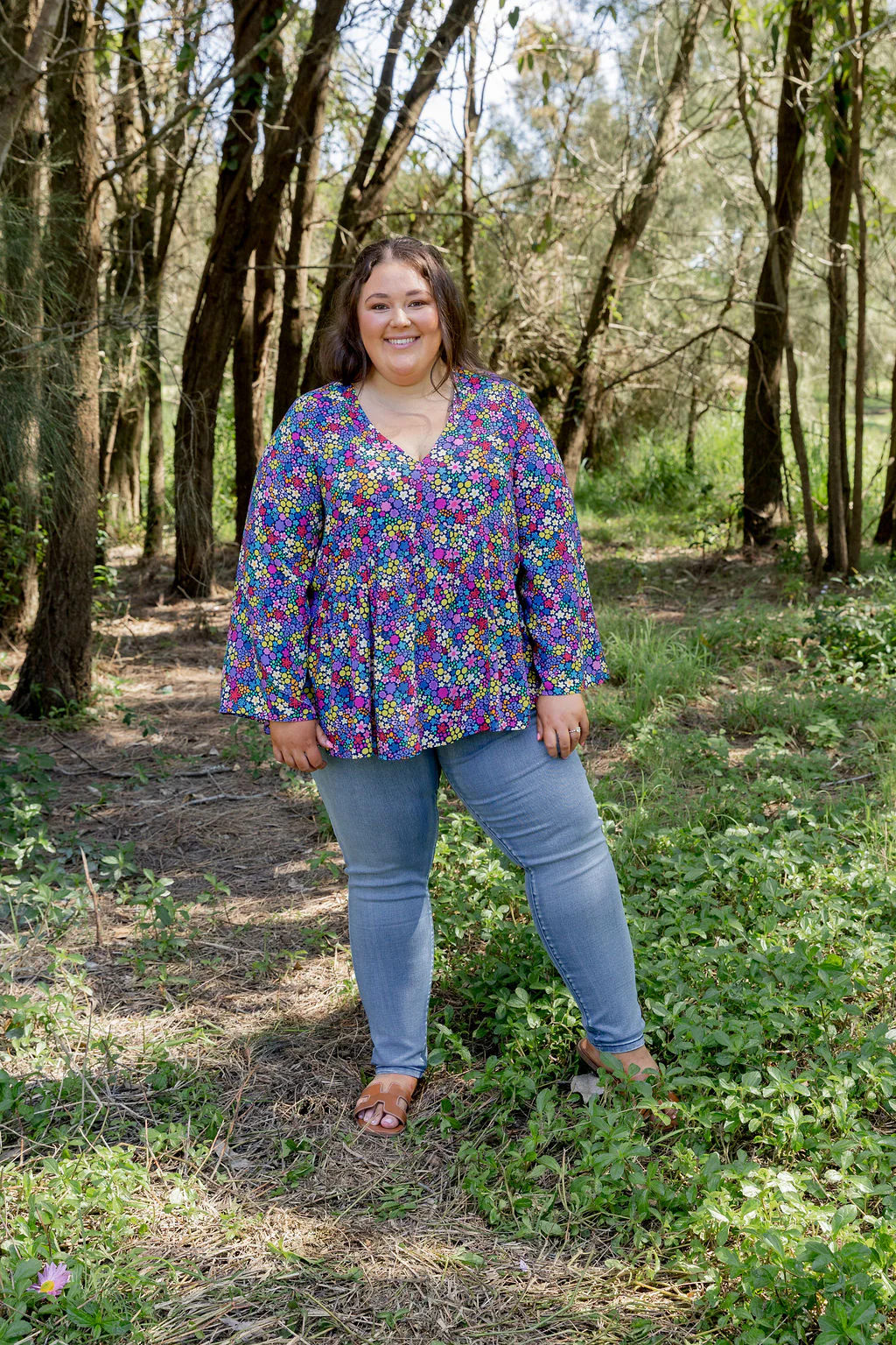 Long Sleeve Peak Top in Ditsy by Kasey Rainbow - Image 4