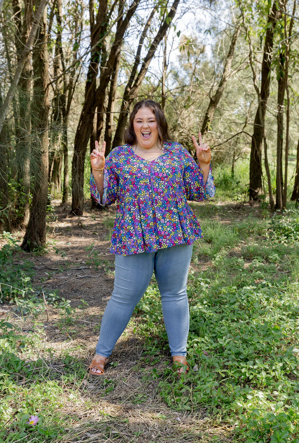 Long Sleeve Peak Top in Ditsy by Kasey Rainbow - Image 6
