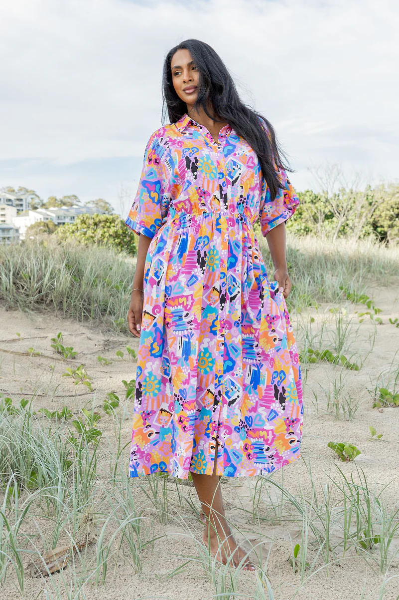 Maddy Midi Dress in Summer Snapshots by Kasey Rainbow