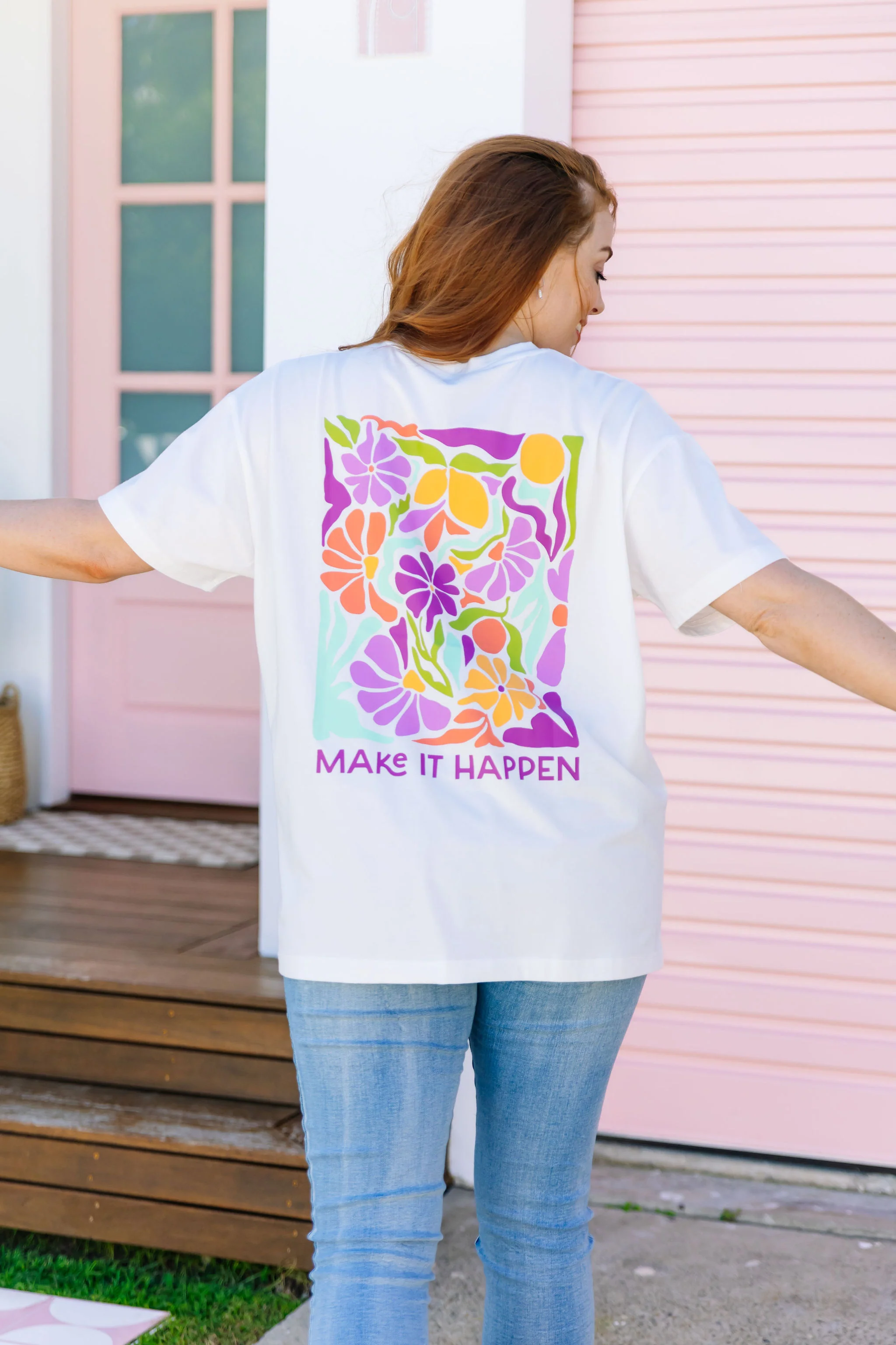 Make it Happen Tee in White - Image 10