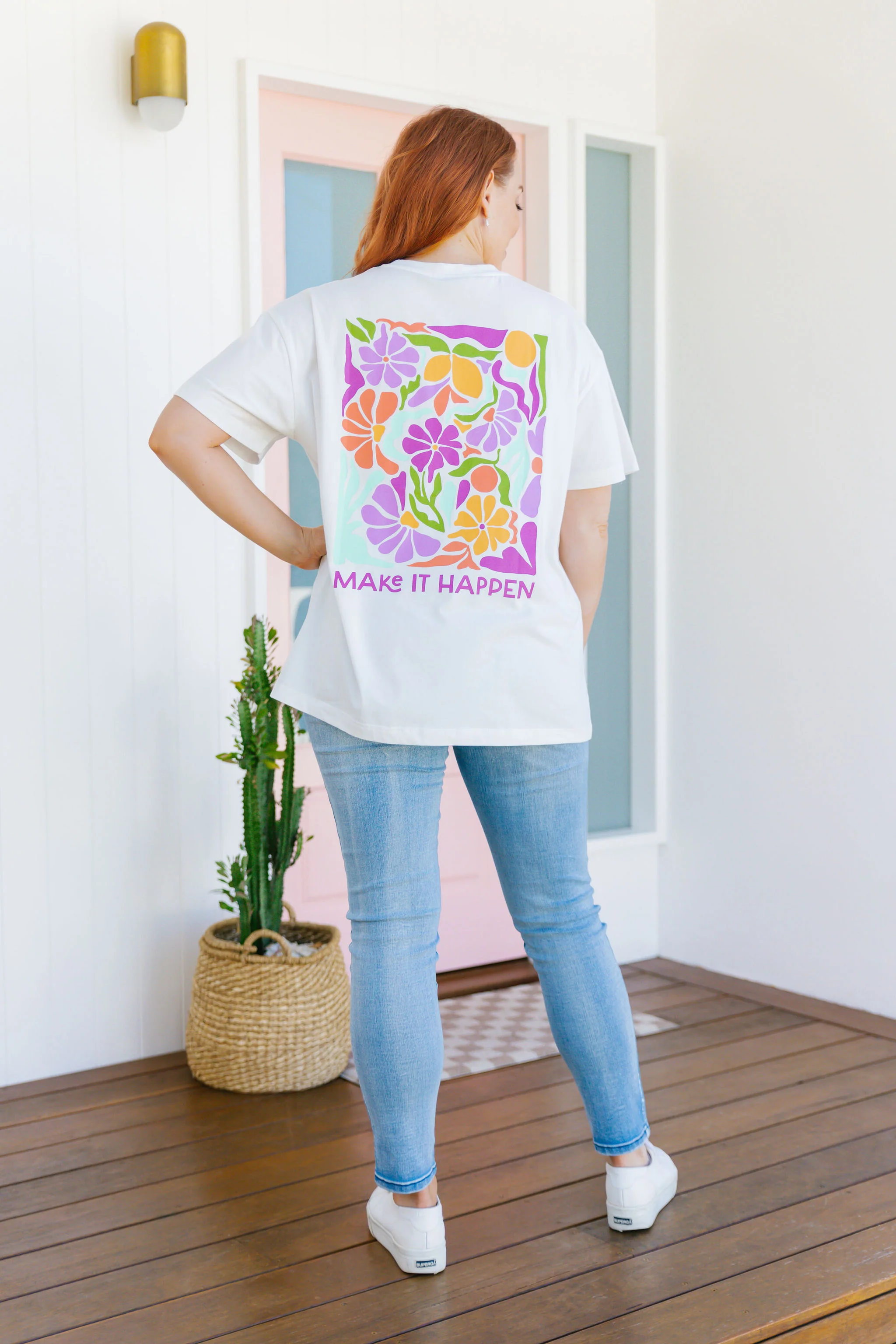 Make it Happen Tee in White - Image 4