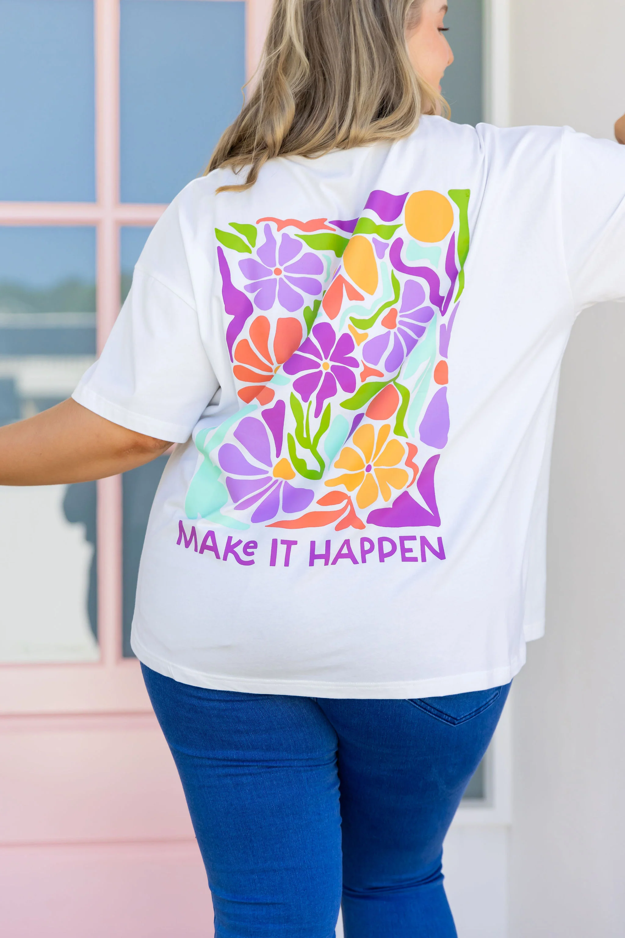 Make it Happen Tee in White - Image 5