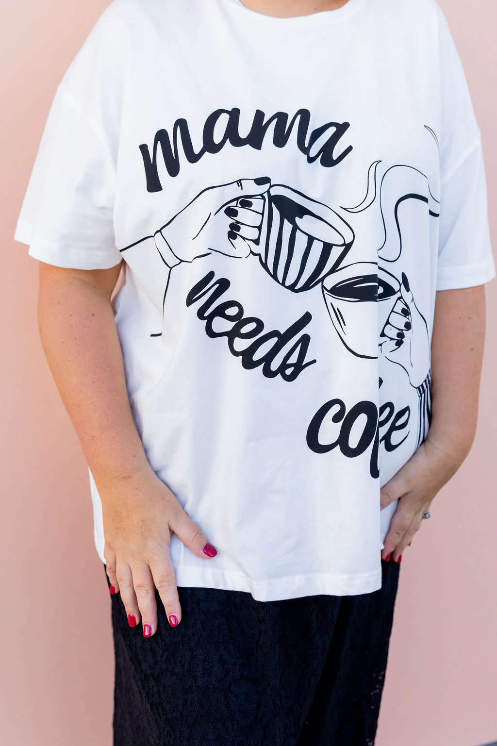 Mamma Needs Coffee Tee in White - Image 12