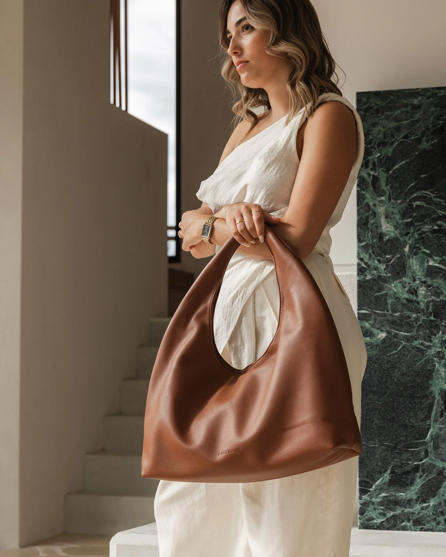 Monaco Shoulder Bag in Tan by Louenhide - Image 5