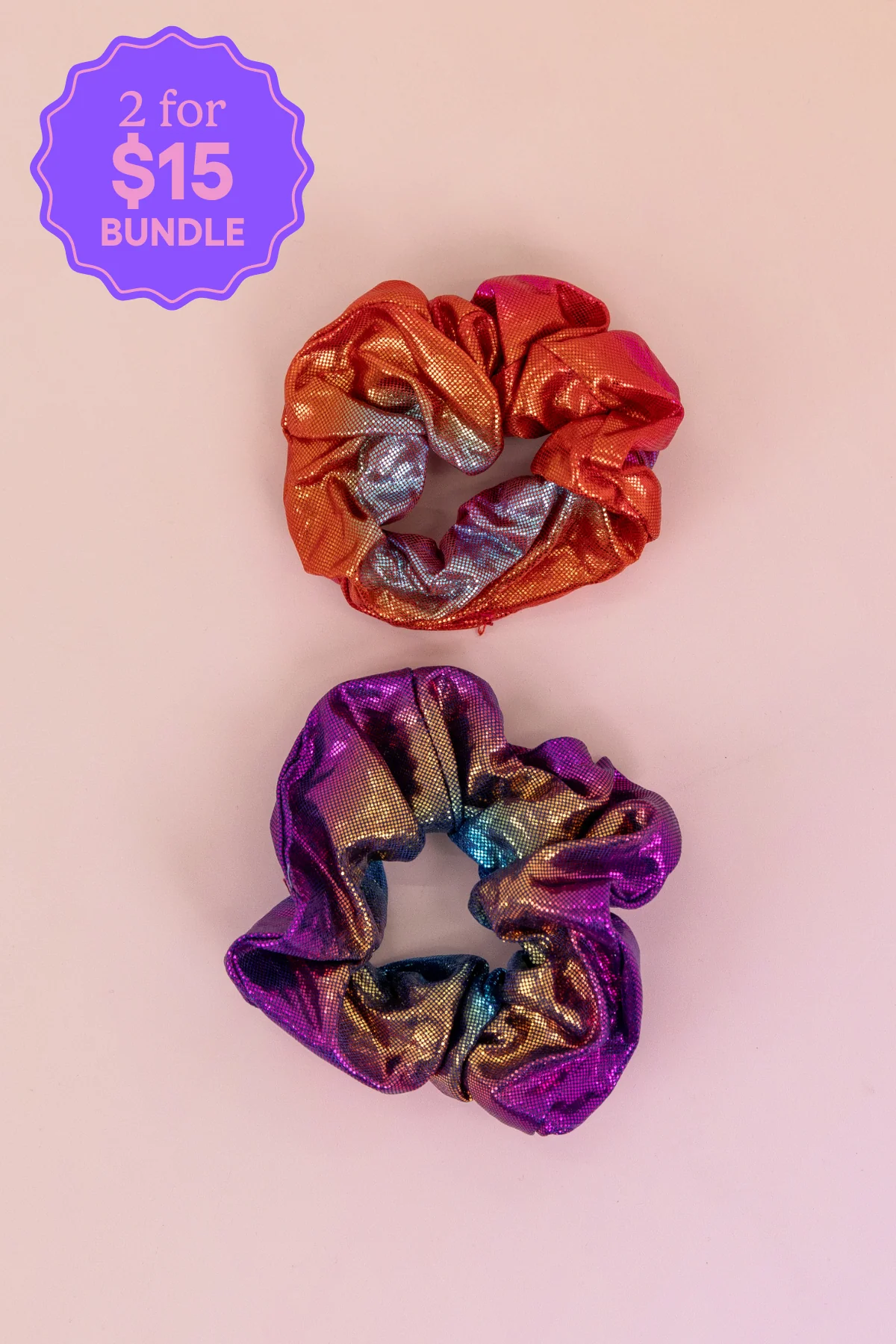 Rainbow Scrunchies – 2 Pack (Red-Orange & Purple)