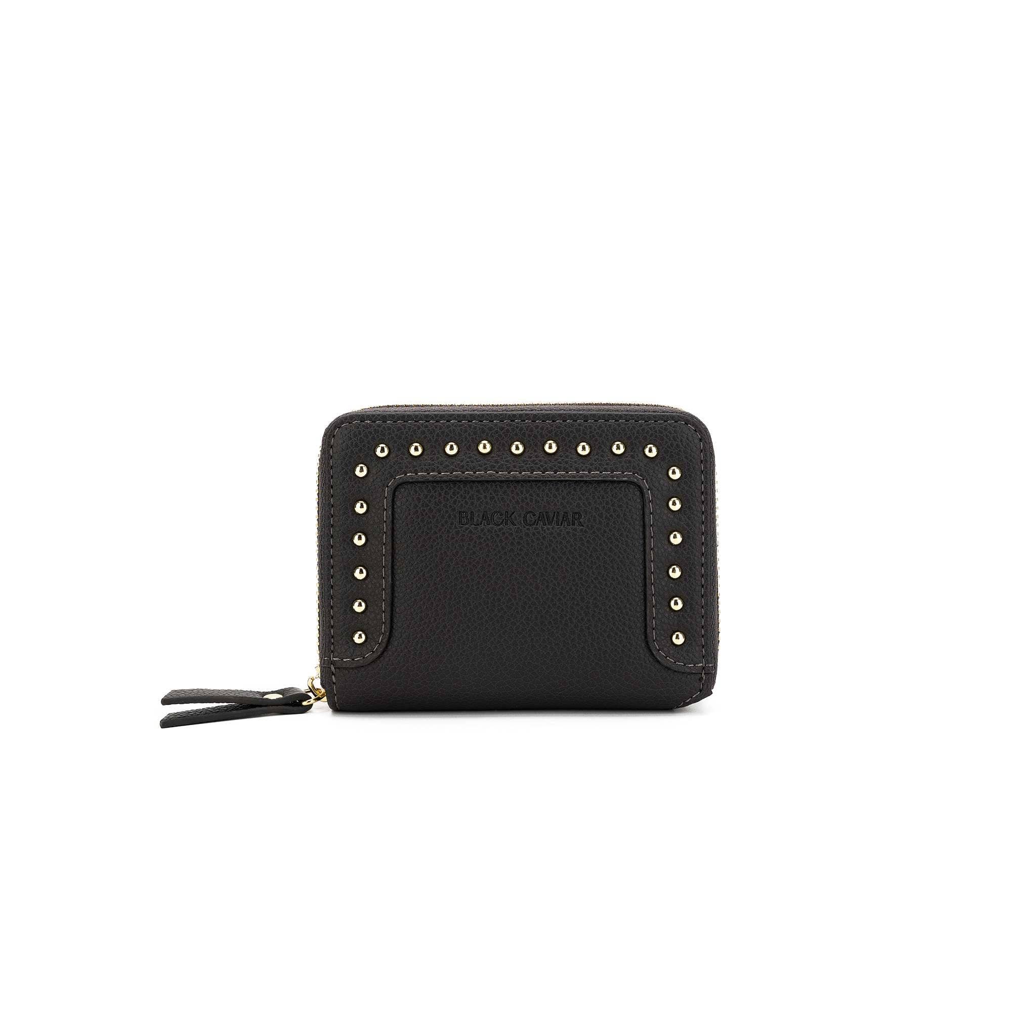 Rebel Grey Studded Mini Wallet by Black Caviar