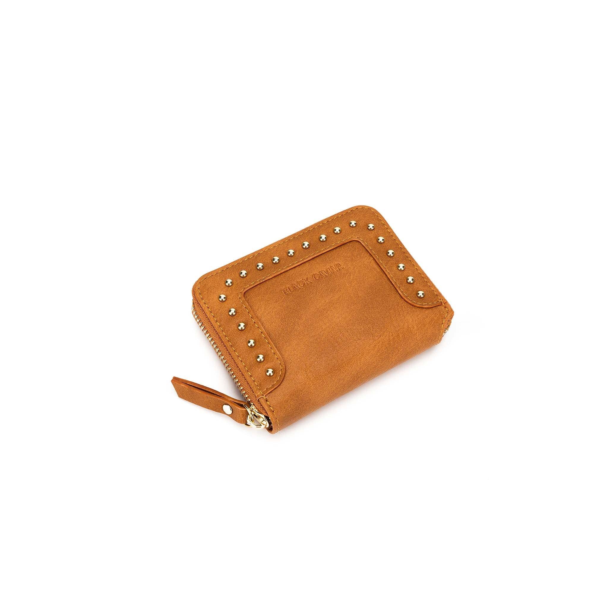 Rebel Tan Studded Mini Wallet by Black Caviar - Image 4