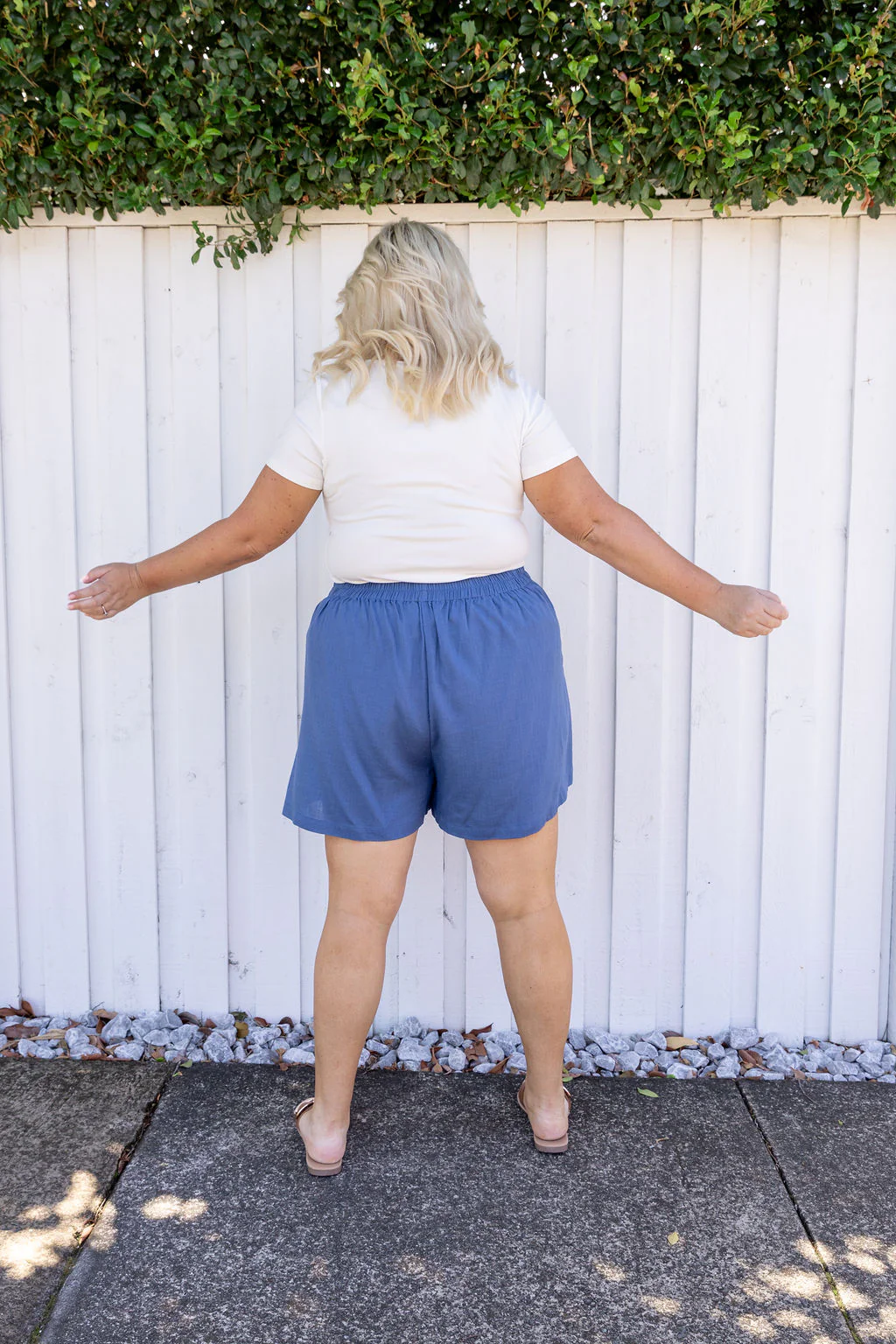 Samara Linen Blend Skort in Denim Blue - Image 13