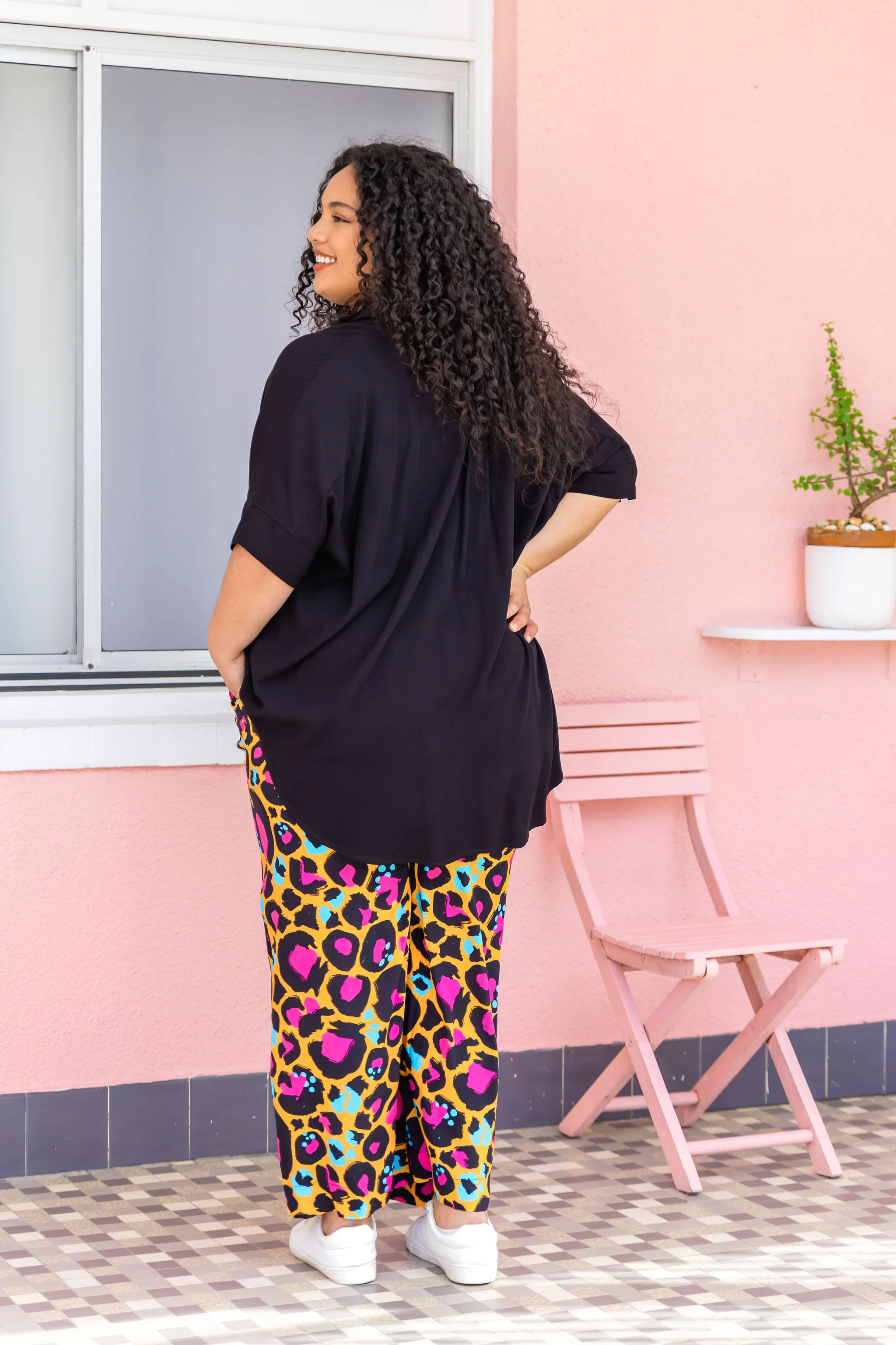 Tammin Shirt In Black with Pink Buttons - Image 13