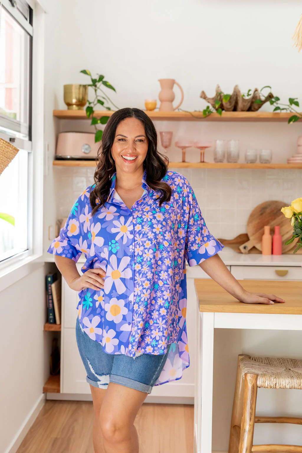 Tammin Shirt in Lilac Daisies by Kasey Rainbow