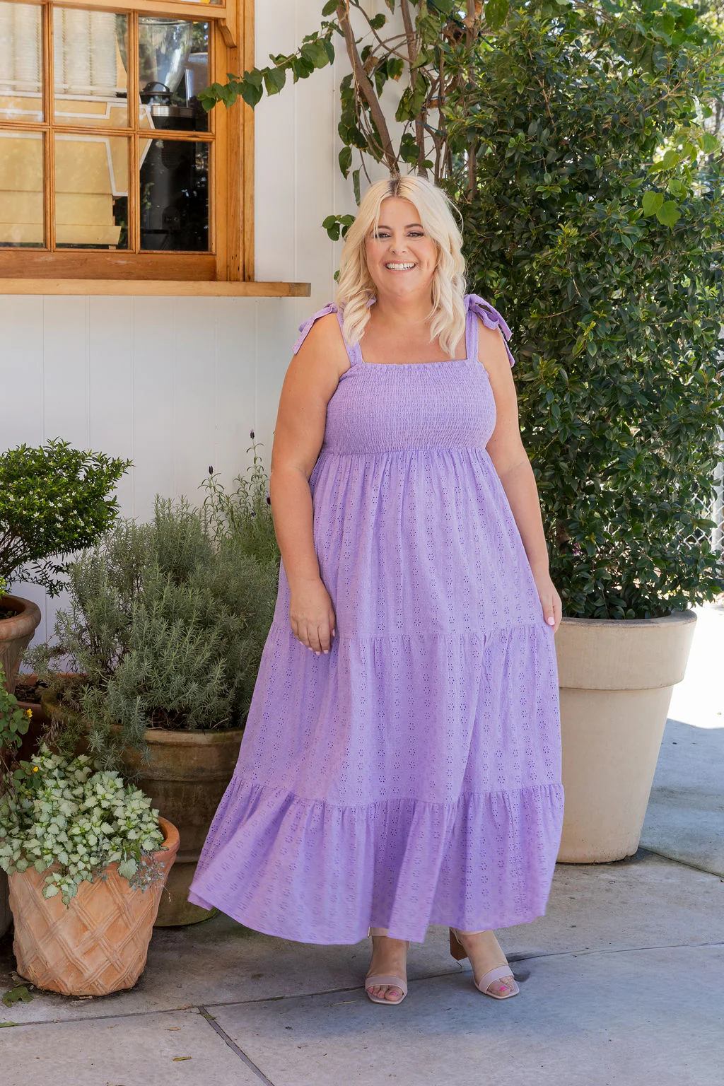 Tiana Maxi Dress in Lilac Broderie Anglaise - Image 4