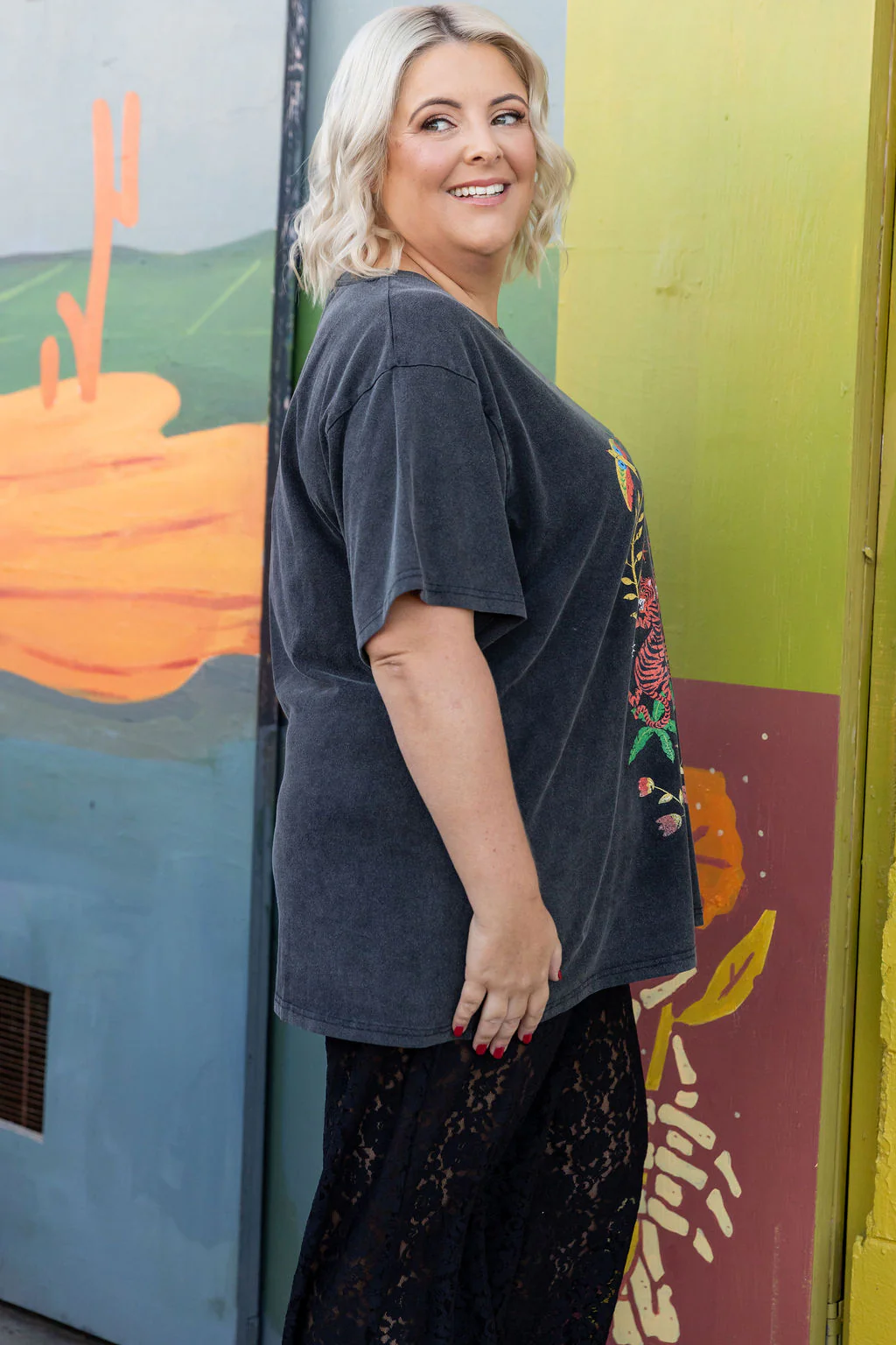 Wild & Free Oversized Tee in Black Acid Wash - Image 10