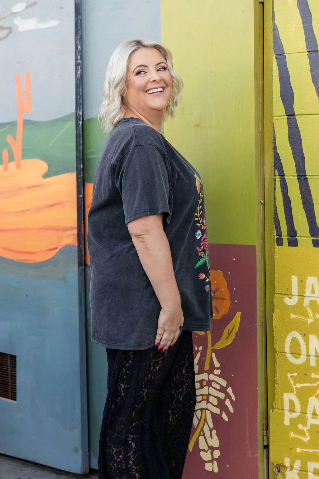 Wild & Free Oversized Tee in Black Acid Wash - Image 8